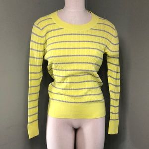 Banana Republic Sweater Ribbed Yellow Stripe Cotton Rayon Small EUC